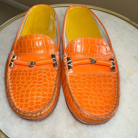 Cole Haan Orange Croc-Embossed Slides -  Size 6 - Picture 2 of 4